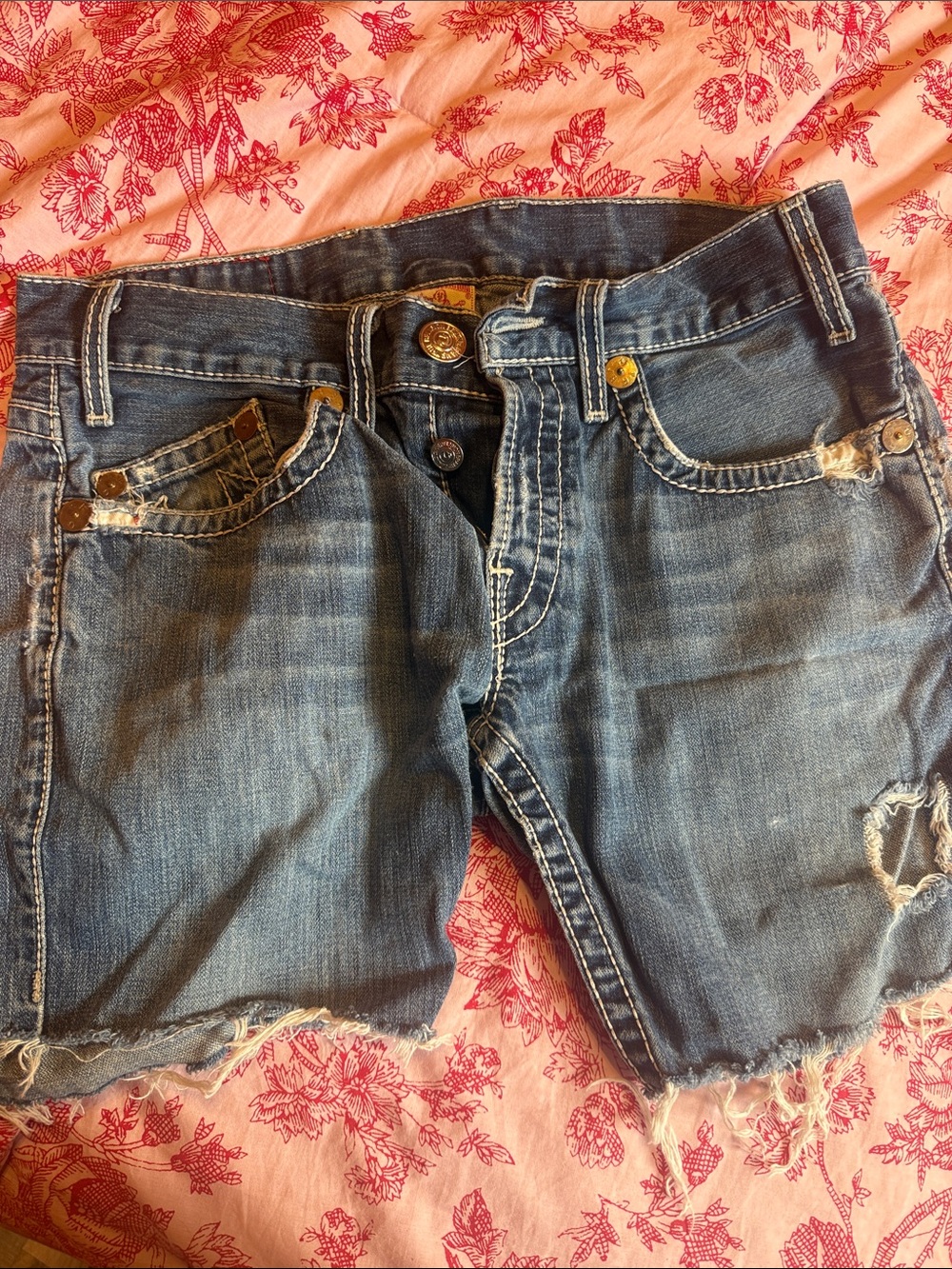 True Religion Blue Denim Cutoff Jeans Shorts
